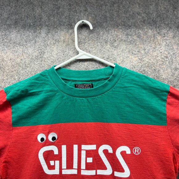 Guess Shirt Mens Medium Red Green Graphic Cotton Tee Colorblock J Balvin Print - Picture 4 of 12